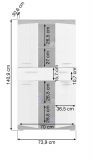 Badm�bel Set 4-teilig Shawn in wei� Hochglanz und Rauchsilber grau Badkombination 186 x 191 cm