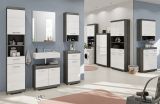 Badm�bel Set 4-teilig Shawn in wei� Hochglanz und Rauchsilber grau Badkombination 190 x 191 cm