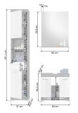 Badm�bel Set 4-teilig Shawn in wei� Hochglanz und Rauchsilber grau Badkombination 190 x 191 cm
