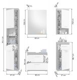 Badm�bel Set 5-teilig Shawn in wei� Hochglanz und Rauchsilber grau Badkombination 164 x 191 cm