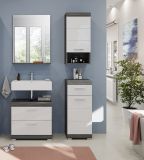 Badm�bel Set 4-teilig Shawn in wei� Hochglanz und Rauchsilber grau Badkombination 112 x 191 cm
