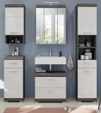 Badm�bel Set 5-teilig Shawn in wei� Hochglanz und Rauchsilber grau Badkombination 164 x 191 cm