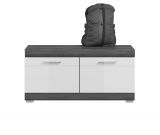 Garderobe Sitzbank Shawn in wei� Hochglanz und Rauchsilber grau Garderobenbank 90 x 44 cm
