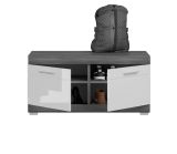 Garderobe Sitzbank Shawn in wei� Hochglanz und Rauchsilber grau Garderobenbank 90 x 44 cm