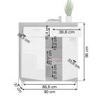 Schuhschrank Shawn in wei� Hochglanz und Rauchsilber grau Flur Kommode 90 x 96 cm