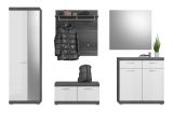 Garderobe Set 5-teilig Shawn in wei� Hochglanz und Rauchsilber grau Garderobenkombination 272 x 197 cm