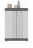 Kommode Shawn in wei� Hochglanz und Rauchsilber grau Sideboard 60 x 85 cm