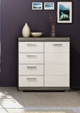 Kommode Shawn in wei� Hochglanz und Rauchsilber grau Sideboard 80 x 85 cm
