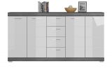 Sideboard Shawn in wei� Hochglanz und Rauchsilber grau Kommode 165 x 85 cm