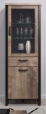 Vitrine Concrete in Eiche Tabak und schwarz Wohn- und Esszimmer Vitrinenschrank 70 x 195 cm