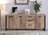 Sideboard Concrete in Eiche Tabak und schwarz Wohn- und Esszimmer Kommode 214 x 86 cm