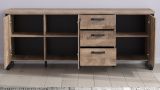 Sideboard Concrete in Eiche Tabak und schwarz Wohn- und Esszimmer Kommode 214 x 86 cm