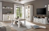 Couchtisch Seyne in wei� Pinie und Eiche hell Landhaus Beistelltisch 120 x 60 cm