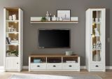 TV-Lowboard Seyne in wei� Pinie und Eiche hell Landhaus TV Unterteil 160 x 47 cm