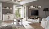 TV-Lowboard Seyne in wei� Pinie und Eiche hell Landhaus TV Unterteil 160 x 47 cm