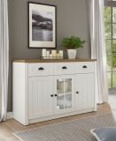 Sideboard Seyne in wei� Pinie und Eiche hell Landhaus Kommode 130 x 86 cm