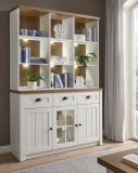 Buffetschrank Seyne in wei� Pinie und Eiche hell Landhaus Buffet 130 x 198 cm