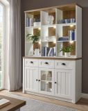Buffetschrank Seyne in wei� Pinie und Eiche hell Landhaus Buffet 130 x 198 cm