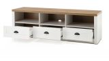 Wohnwand Seyne in wei� Pinie und Eiche hell Landhaus Wohnkombination 3-teilig 230 x 198 cm