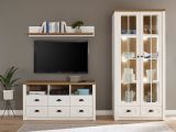 Wohnwand Seyne in wei� Pinie und Eiche hell Landhaus Wohnkombination 3-teilig 240 x 198 cm