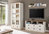 Wohnwand Seyne in wei� Pinie und Eiche hell Landhaus Wohnkombination 3-teilig 240 x 198 cm