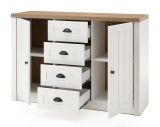 Wohnwand Seyne in wei� Pinie und Eiche hell Landhaus Wohnkombination 4-teilig 270 x 198 cm