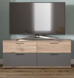 TV-Lowboard Tomaso in Nox Eiche und Basalt grau TV Unterteil 130 x 53 cm