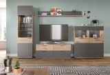 Wandboard Tomaso in Nox Eiche und Basalt grau Wandregal 180 cm B�cherregal
