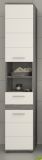 Badezimmer Hochschrank Bailey in wei� Hochglanz und Rauchsilber grau Badschrank 35 x 191 cm