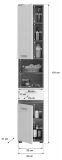 Badezimmer Hochschrank Bailey in wei� Hochglanz und Rauchsilber grau Badschrank 35 x 191 cm