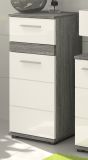 Badezimmer Kommode Bailey in wei� Hochglanz und Rauchsilber grau Badschrank 35 x 79 cm