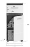 Badezimmer Kommode Bailey in wei� Hochglanz und Rauchsilber grau Badschrank 35 x 79 cm