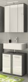 Badm�bel Set 2-teilig Bailey in wei� Hochglanz und Rauchsilber grau Badkombination Breite 60 cm