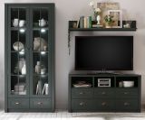 Wohnwand Forres in gr�n Landhaus Wohnkombination 3-teilig 240 x 198 cm