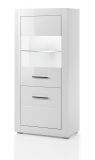 Vitrine Carrara in wei� Hochglanz Wohn- und Esszimmer Vitrinenschrank halbhoch 65 x 142 cm