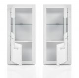 Vitrine Carrara in wei� Hochglanz Wohn- und Esszimmer Vitrinenschrank halbhoch 65 x 142 cm