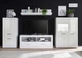 Highboard Carrara in wei� Hochglanz Wohn- und Esszimmer Anrichte 65 x 142 cm