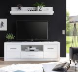 TV-Lowboard Carrara in wei� Hochglanz, TV Unterteil 180 cm mit Komforth�he, auf Rollen
