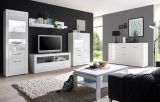 Wohnwand Carrara in wei� Hochglanz Wohnkombination 4-teilig 335 x 198 cm