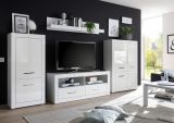 Wohnwand Carrara in wei� Hochglanz Wohnkombination 4-teilig 335 x 170 cm