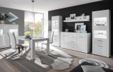 Wohnwand Carrara in wei� Hochglanz Wohnkombination 4-teilig 335 x 170 cm