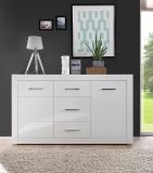 Wohnwand Carrara in wei� Hochglanz Wohnkombination 4-teilig 314 x 198 cm