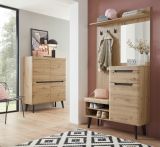 Garderobe Ronson in Artisan Eiche und schwarz Kompaktgarderobe skandinavisch 110 x 200 cm