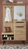 Garderobe Set 3-teilig Ronson in Artisan Eiche und schwarz Garderobenkombination skandinavisch 232 x 200 cm