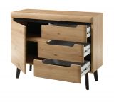 Garderobe Set 3-teilig Ronson in Artisan Eiche und schwarz Garderobenkombination skandinavisch 232 x 200 cm