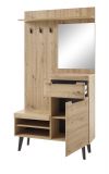 Garderobe Set 2-teilig Ronson in Artisan Eiche und schwarz Garderobenkombination skandinavisch 232 x 200 cm