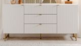 Sideboard Hawick in wei� matt mit 3D-Wellenstruktur Wohn- und Esszimmer Kommode 179 x 90 cm