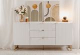Sideboard Hawick in wei� matt mit 3D-Wellenstruktur Wohn- und Esszimmer Kommode 179 x 90 cm