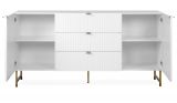 Sideboard Hawick in wei� matt mit 3D-Wellenstruktur Wohn- und Esszimmer Kommode 179 x 90 cm