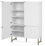 Highboard Hawick in wei� matt mit 3D-Wellenstruktur Wohn- und Esszimmer Anrichte 100 x 142 cm